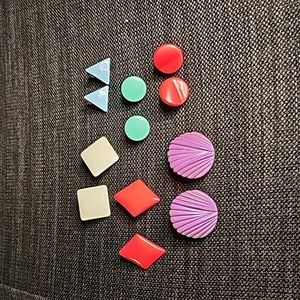 1980s Plastic Metal Free Earrings 6 Pair A